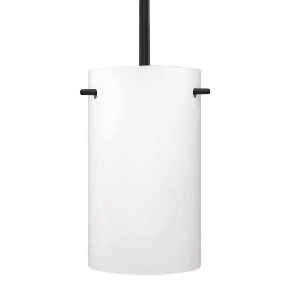 Besa Tamburo 5 Stem Pendant, Opal Matte, Black Finish, 1x100W MAX E26 Base