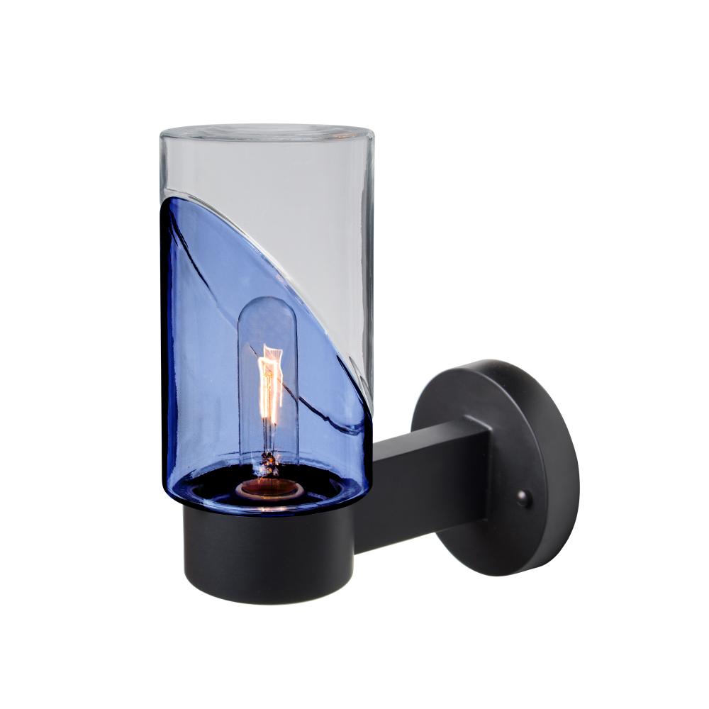 Blink Outdoor Sconce, Blue/Clear, Black Finish, 1x5W LED Filament