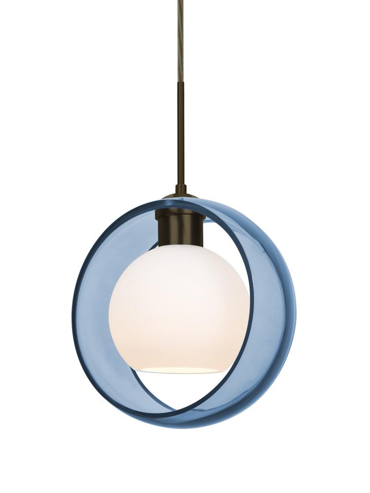 Besa Mana Pendant For Multiport Canopy, Blue/Opal, Bronze Finish, 1x60W Medium Base