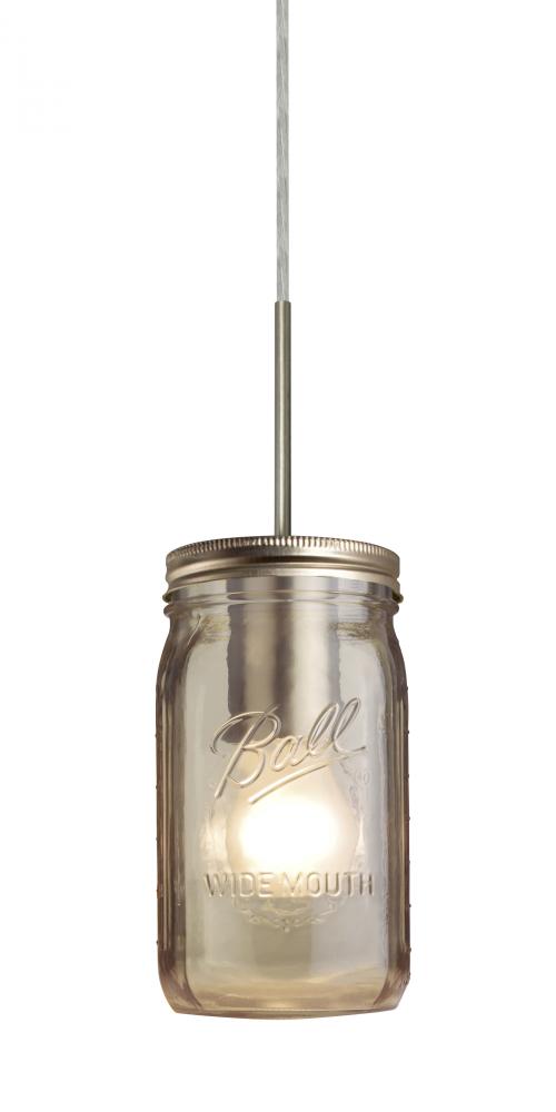 Besa Pendant For Multiport Canopy Milo 4 Satin Nickel Smoke 1x40W Medium Base A15