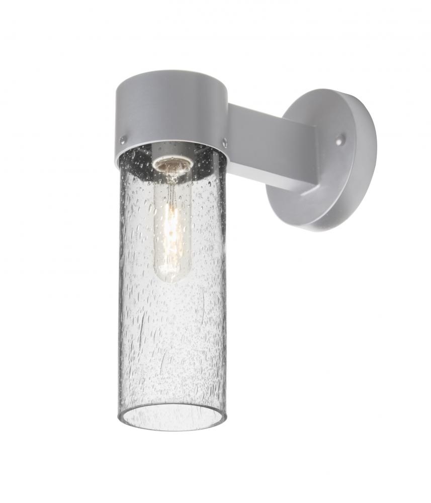 Besa, Juni 10 Outdoor Sconce, Clear Bubble, Silver Finish, 1x60W Medium Base