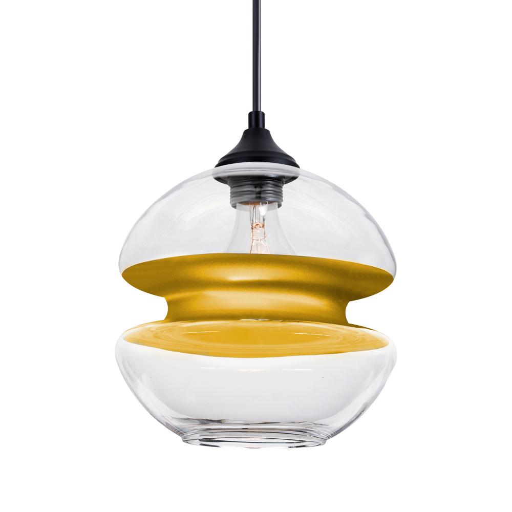 Besa, Hula 8 Outdoor Pendant, Clear/Gold, Black Finish, 1x60W E26 Base