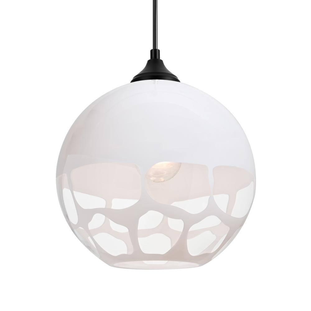 Besa, Rocky Outdoor Pendant, White, Black Finish, 1x60W E26 Base