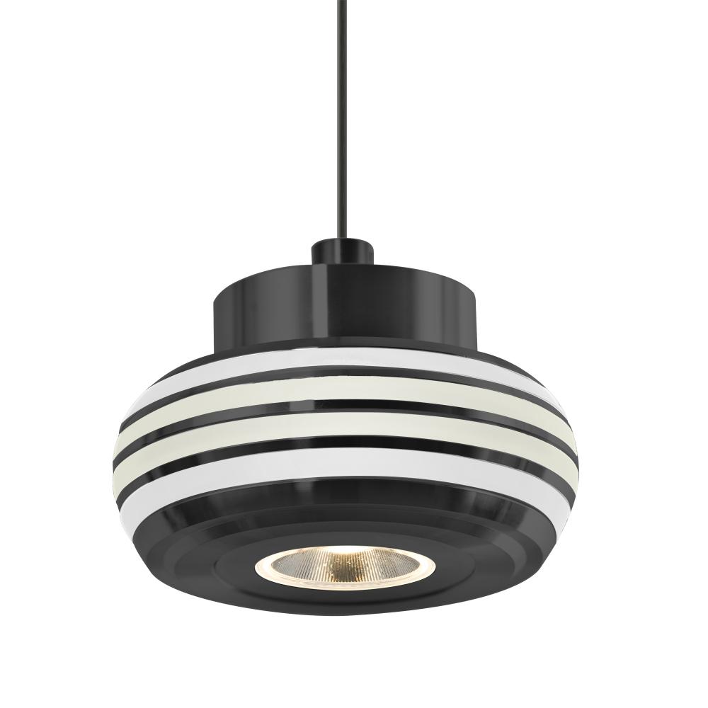 Besa Flower Pendant, Frost/Clear, Black Finish, 1x3W LED