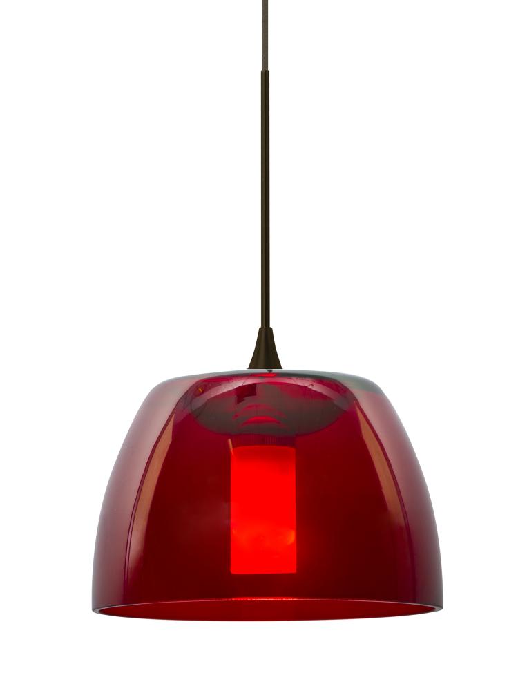 Besa Spur Cord Pendant, Red, Bronze Finish, 1x35W Halogen