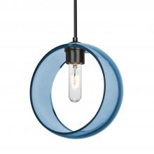 Besa Lighting 1JC-MANABL-BK-NI - Besa Mana Pendant, Blue, Black Finish, 1x60W MAX E26 Base