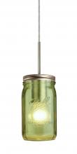 Besa Lighting 1JC-MILO4GR-SN - Besa Pendant Milo 4 Satin Nickel Green 1x40W Medium Base A15