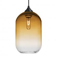 Besa Lighting 1JT-OMEGA12AM-BK - Besa, Omega 12 Cord Pendant,Amber/Clear, Black Finish, 1x60W MAX E26 Base