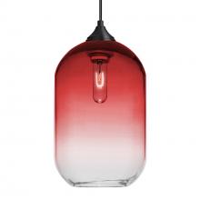 Besa Lighting 1JT-OMEGA12RD-BK - Besa, Omega 12 Cord Pendant,Red/Clear, Black Finish, 1x60W MAX E26 Base