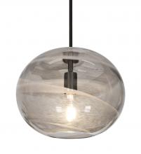 Besa Lighting 1TT-GENOSM-EDIL-BK - Besa, Geno Stem Pendant, Vapor Smoke, Black Finish, 1x8W LED Filament