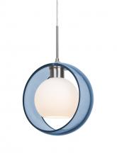  J-MANABL-SN - Besa Mana Pendant For Multiport Canopy, Blue/Opal, Satin Nickel Finish, 1x60W Medium