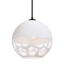 Besa Lighting J-ROCKYWH-BK - Besa, Rocky Cord Pendant For Multiport Canopies, White, Black Finish, 1x60W Medium Base