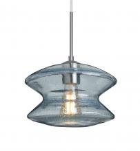Besa Lighting J-ZENBL-EDIL-SN - Besa, Zen Cord Pendant For Multiport Canopy, Blue Bubble, Satin Nickel Finish, 1x8W LED Filament