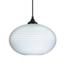 Besa Lighting OP-491207-BK - Besa Outdoor Pendant Pape 10 Black Finish, Opal Ribbed 1xE26 Base