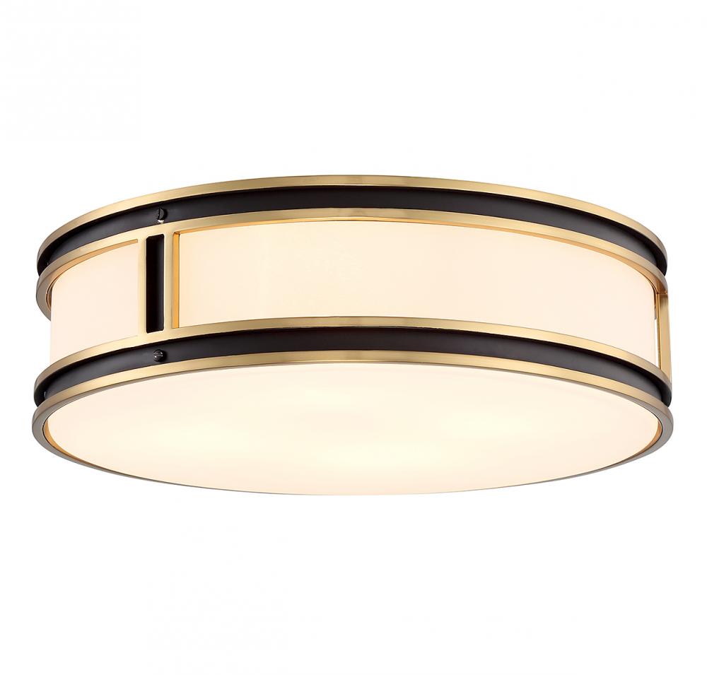 Alberti 4-Light Ceiling Light in Matte Black with Warm Brass Accents