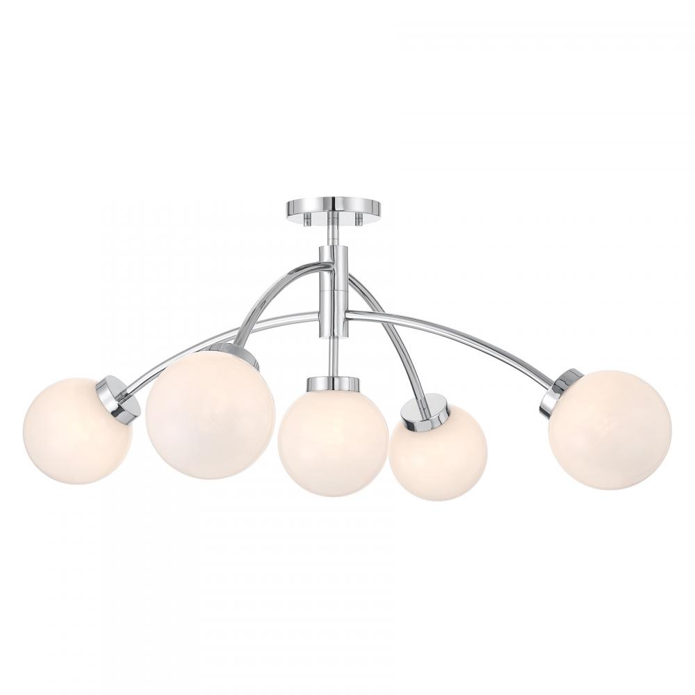 Redfield 5-Light Convertible Semi-Flush or Pendant in Chrome