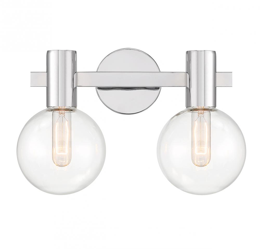 Wright 2-Light Bathroom Vanity Light in Chrome