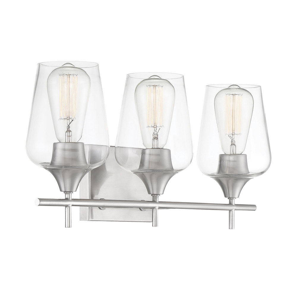 Octave 3-Light Bathroom Vanity Light in Satin Nickel