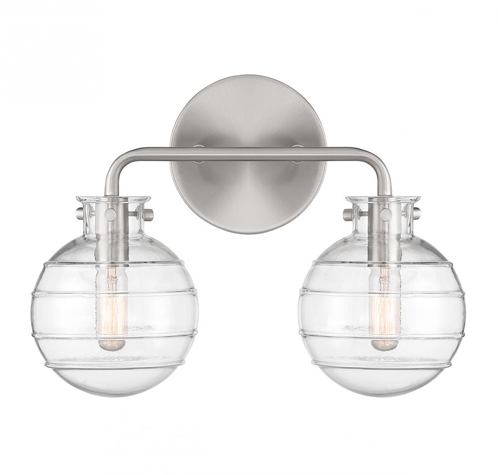 Mason 2-Light Bathroom Vanity Light in Satin Nickel