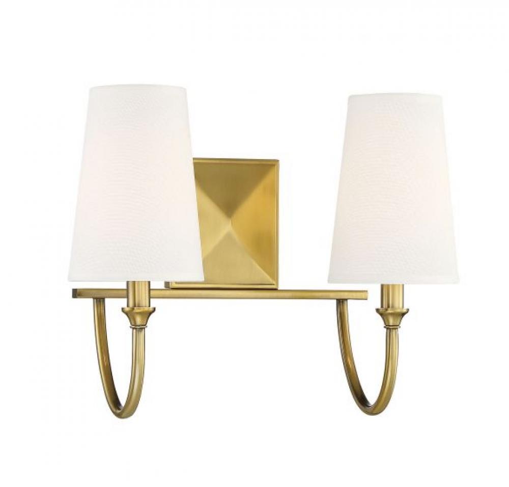 Cameron 2-Light Bathroom Vanity Light in Warm Brass