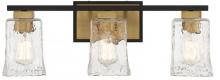 Savoy House 8-1720-3-143 - Sidney 3-Light Bathroom Vanity Light in Matte Black with Warm Brass Accents