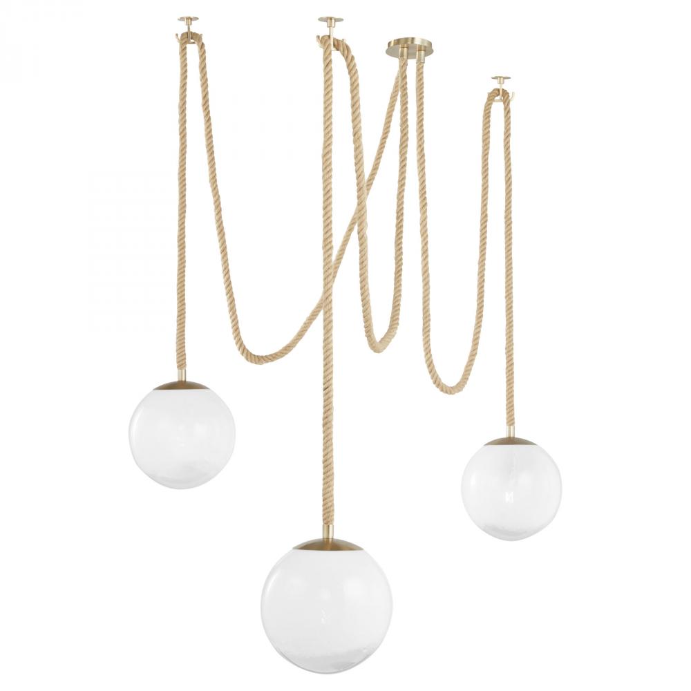 Rockport 3 Light Pendant | Aged Brass | Natural Sisal