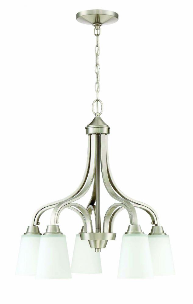 Grace 5 Light Down Chandelier in Brushed Polished Nickel