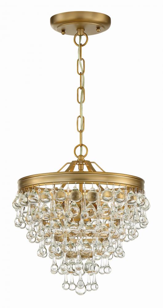 Calypso 3 Light Crystal Teardrop Vibrant Gold Mini Chandelier