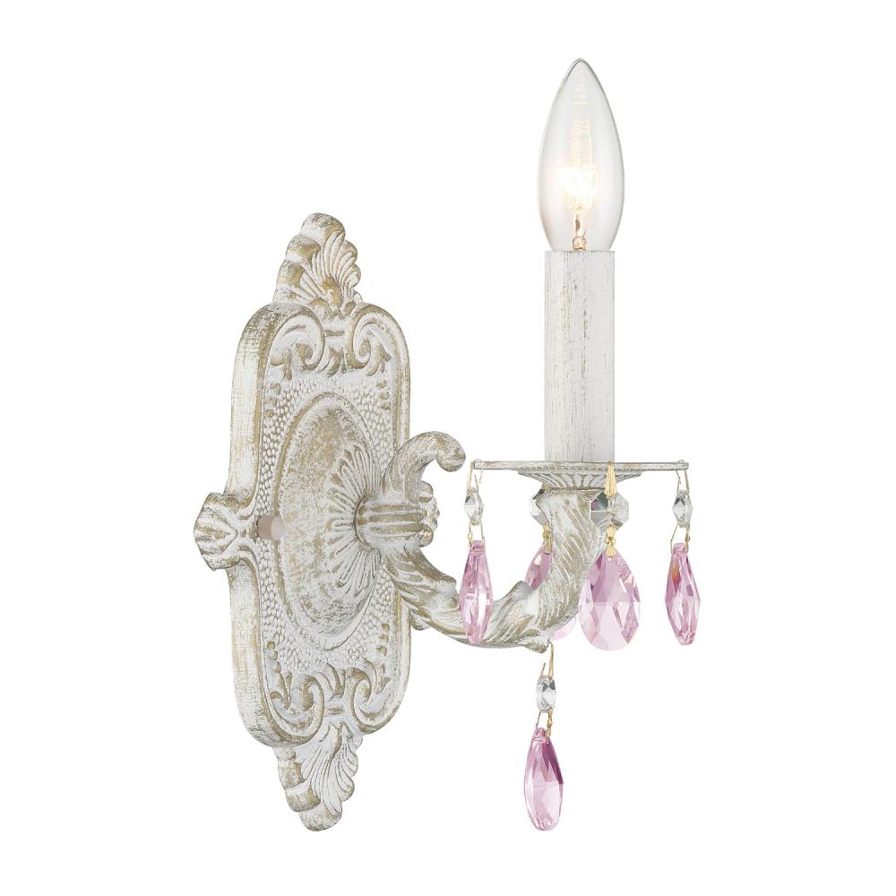 Paris Market 1 Light Rose Crystal Antique White Sconce