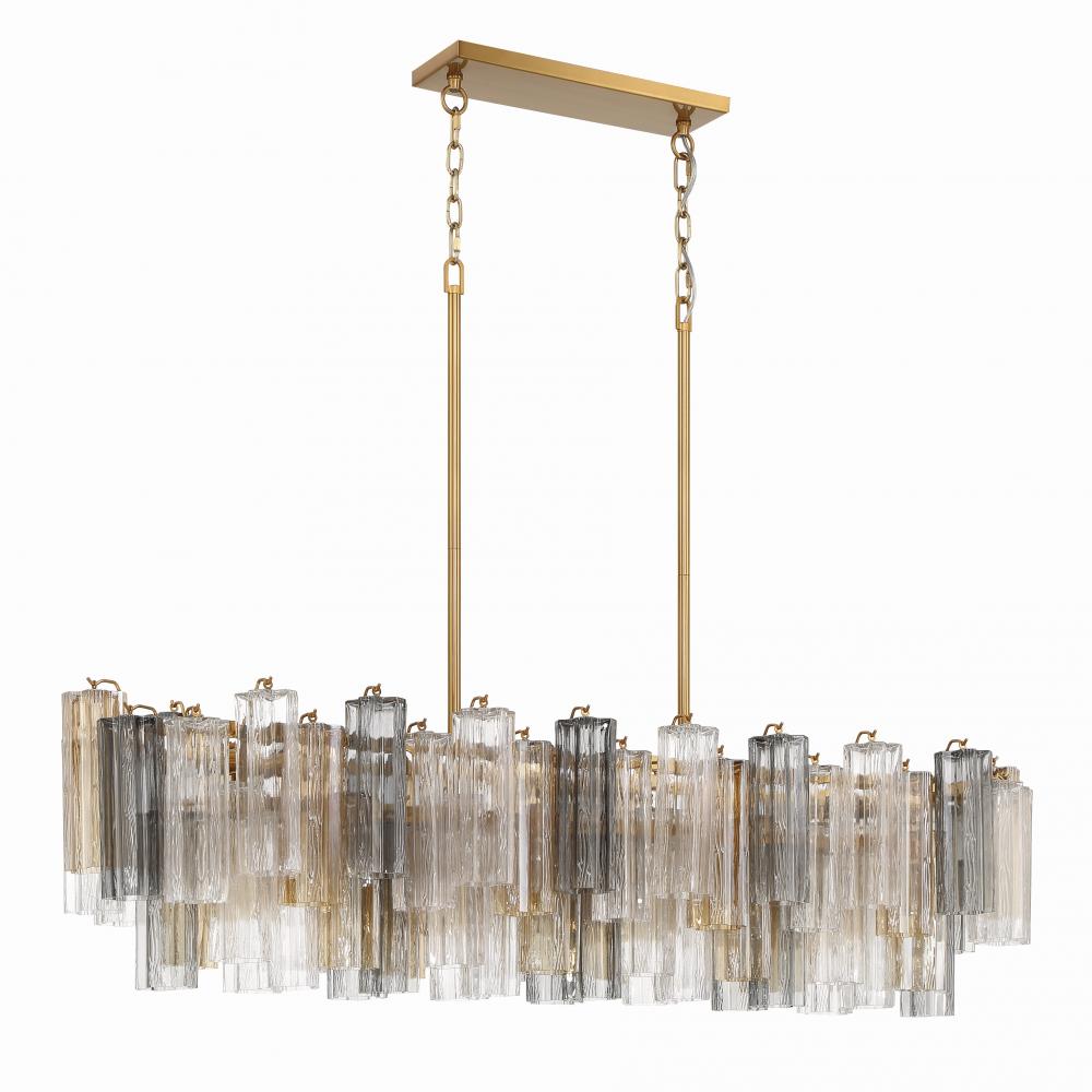 Addis 14 Light Aged Brass Linear Chandelier