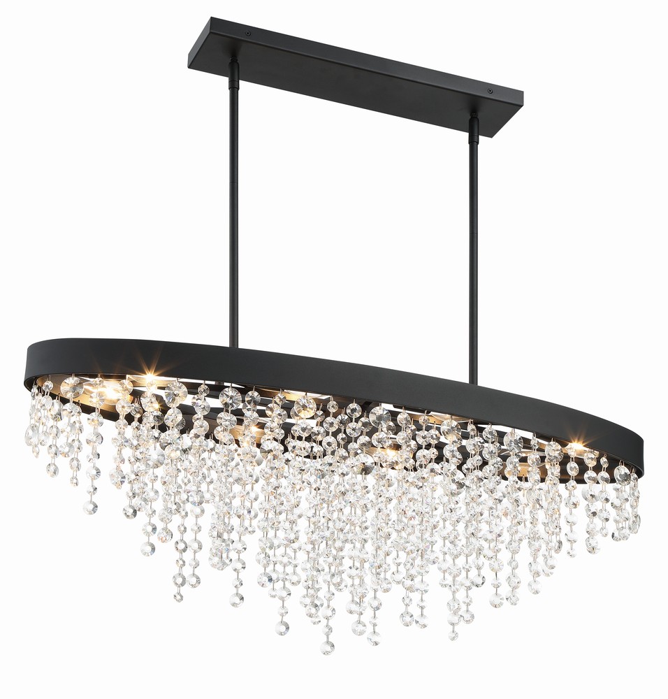 Winham 8 Light Black Forged Linear Oval Chandelier