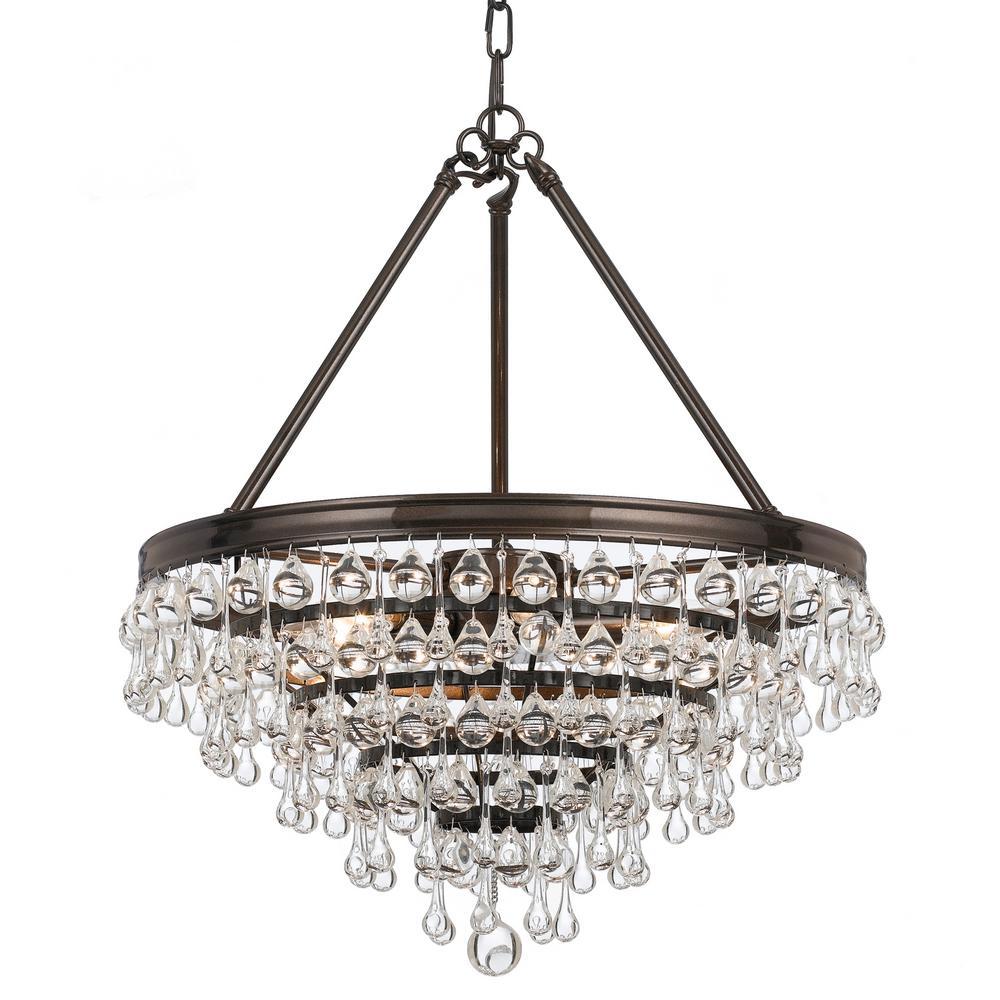 Calypso 6 Light Crystal Teardrop Vibrant Bronze Chandelier