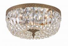 Crystorama 714-OB-CL-MWP - Crystorama 3 Light Hand Cut Crystal Olde Brass Flush Mount