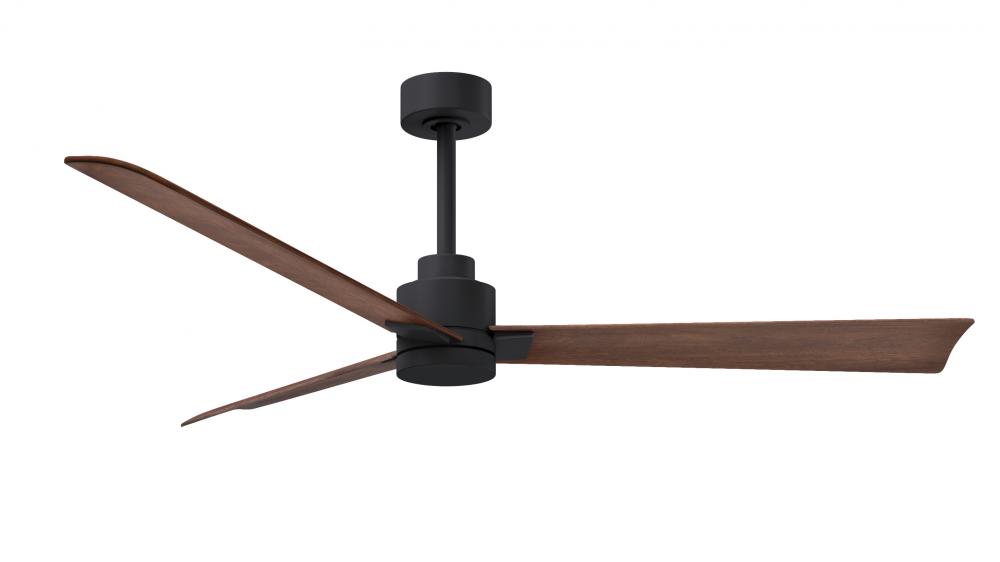 Alessandra 3-blade transitional ceiling fan in matte black finish with walnut blades. Optimized fo