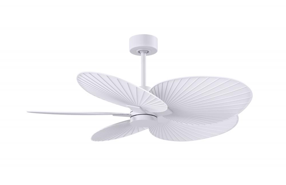 Alessandra Tropical 5-blade ceiling fan in Matte White and Matte White blades.