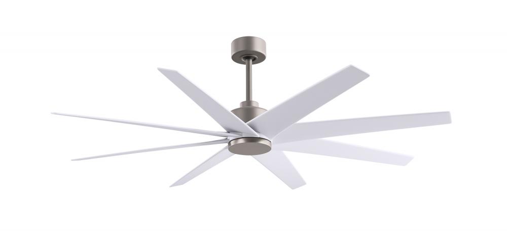 Ariella 8-blade ceiling fan in Brushed Nickel and Matte White blades