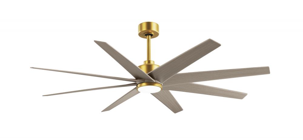 Ariella 8-blade ceiling fan in Brushed Brass and Gray Ash Tone blades