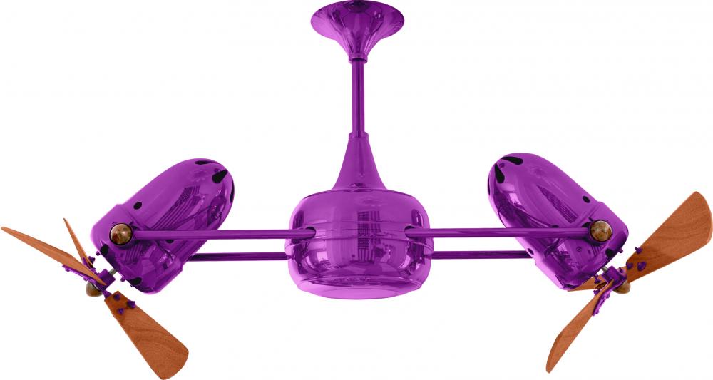 Duplo Dinamico 360” rotational dual head ceiling fan in Ametista (Purple) finish with solid sust