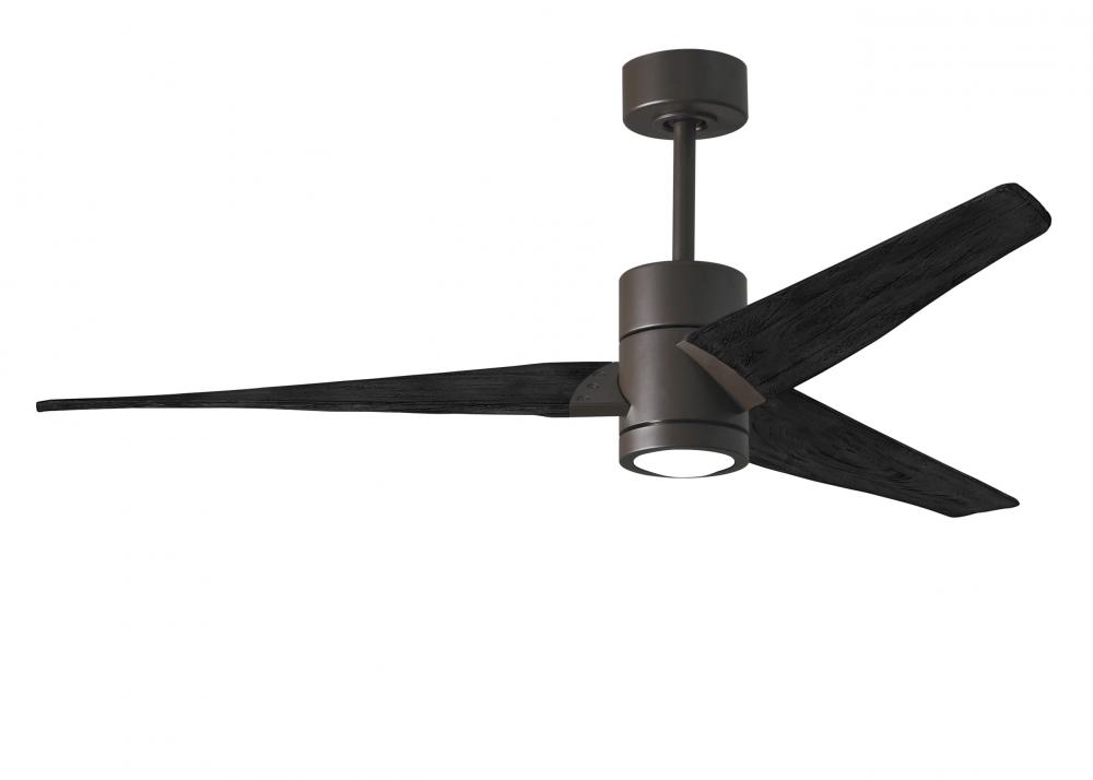 Super Janet three-blade ceiling fan in Textured Bronze finish with 60” solid matte blade wood bl