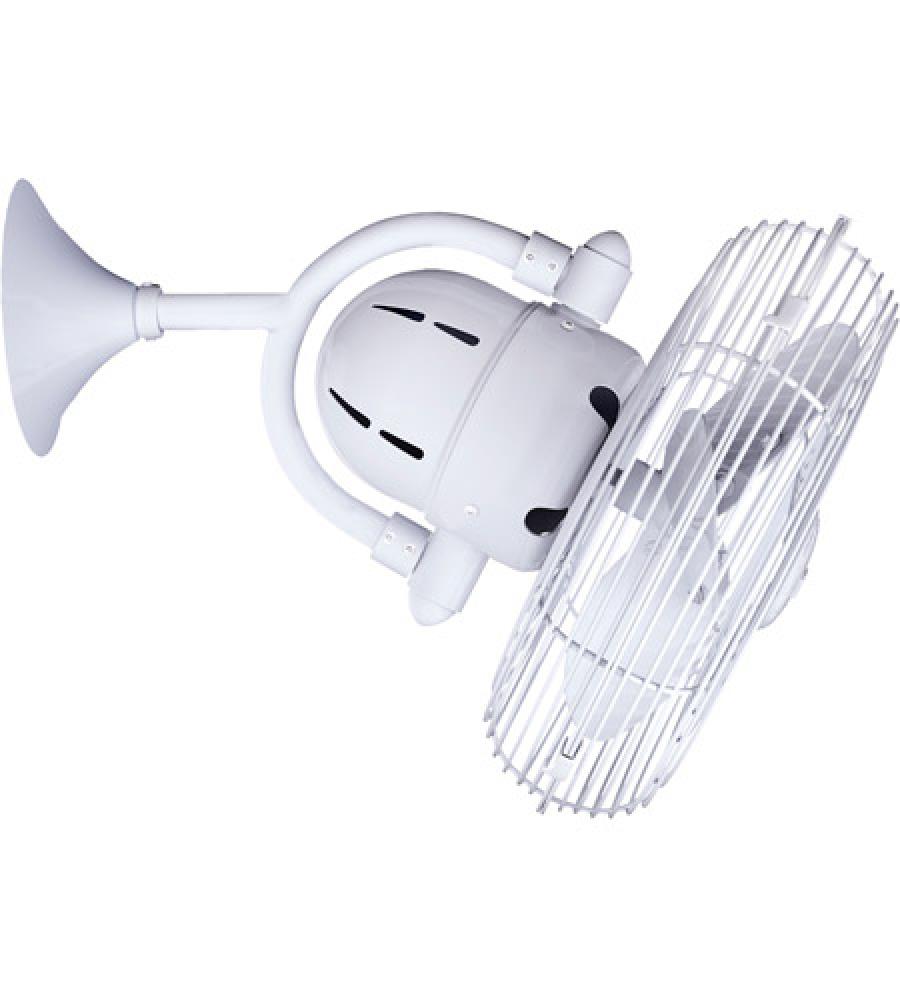 Kaye 90° oscillating 3-speed ceiling or wall fan in gloss white finish.