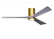 Matthews Fan Company IR3HLK-BRBR-BW-60 - Irene-3HLK three-blade flush mount paddle fan in Brushed Brass finish with 60” solid barn wood t