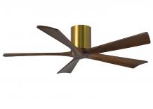 Matthews Fan Company IR5H-BRBR-WA-52 - Irene-5H - 52" Five Blade Flush Mount Paddle Fan - Brushed Brass Finish - Walnut Tone Blades