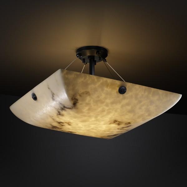 18" LED Semi-Flush Bowl w/ Concentric Circles Finials