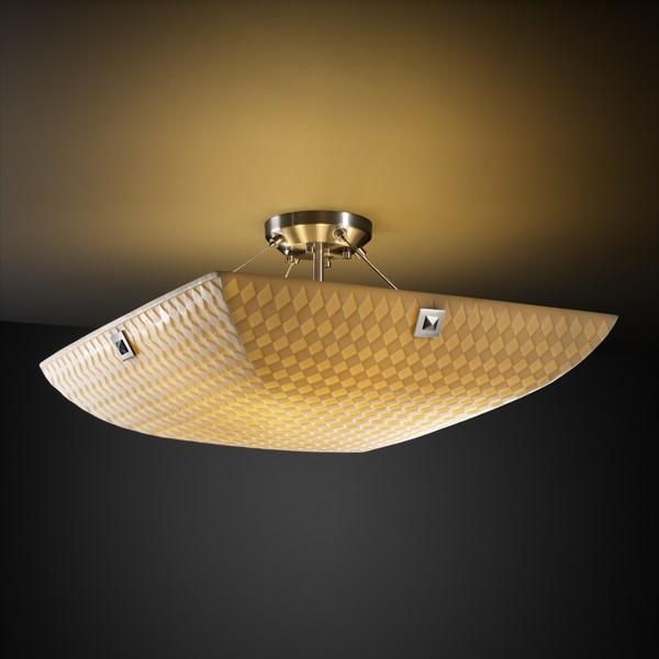 18" LED Semi-Flush Bowl w/ CONCENTRIC SQUARES FINIALS