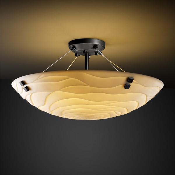 18" LED Semi-Flush Bowl w/ PAIR CYLINDRICAL FINIALS