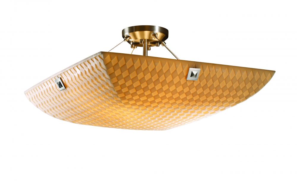 24" LED Semi-Flush Bowl w/ PAIR SQUARE FINIALS