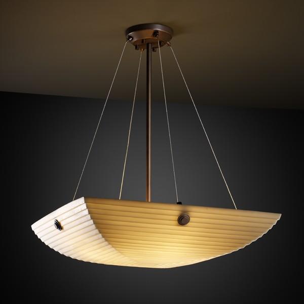 18" LED Pendant Bowl w/ CONCENTRIC SQUARES FINIALS