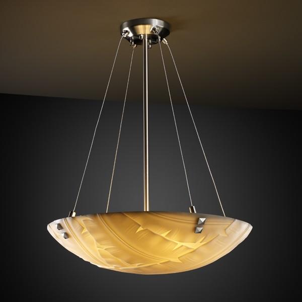 18" LED Pendant Bowl w/ CONCENTRIC CIRCLES FINIALS