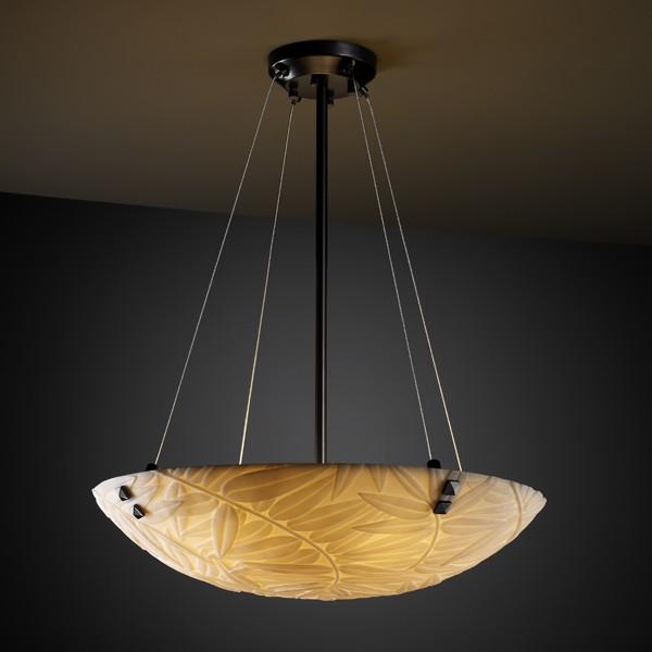 18" LED Pendant Bowl w/ PAIR SQUARE FINIALS