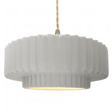 Justice Design Group CER-6555-BIS-BRSS-BEIG-TWST - Large Tier Pleated 1-Light Pendant